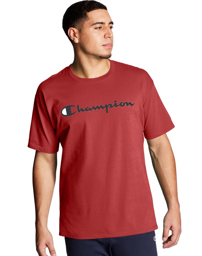 Champion T-Shirt Heren - Rood - Graphic Jersey Script Logo ( 248910-KMU )